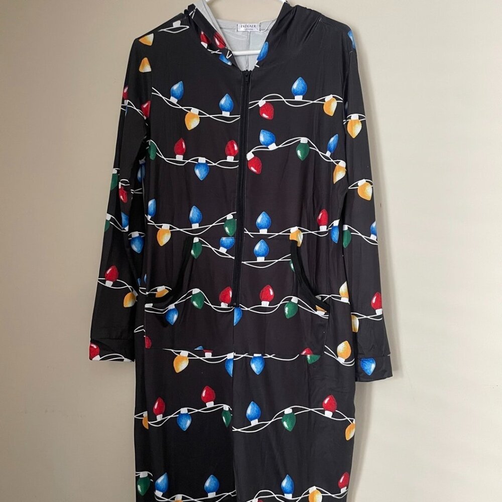 Christmas Lights Hooded Onesie Pajamas